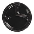 thumbnail image 1 of Heavyweight Plastic 3-Compartment Plates - 10.25 Inch Black Dinnerware - 125 Count - Stackable, Durable, Leak-Proof - Restaurant, Catering, Party Supplies, 1 of 2