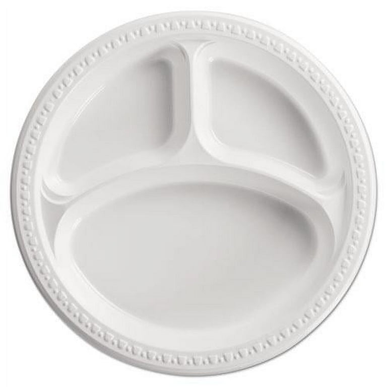 Heavyweight Plastic 3-Compartment Plates, 10.25 Heavyweight Plastic 3-Compartment Plates, 10.25
