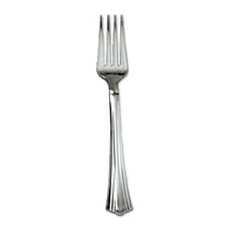 Heavyweight Plastic Forks, Reflections Design, Silver, 600/carton | Bundle of 2 Cartons