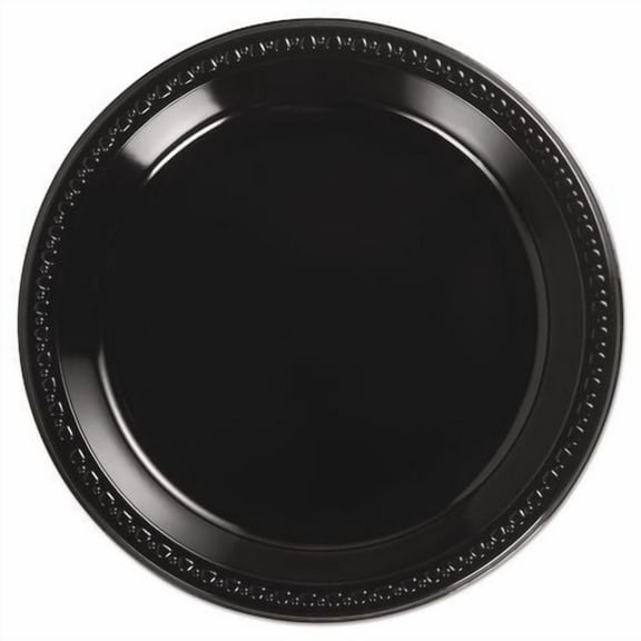 Heavyweight Plastic Plates, 10.25" Dia, Black, 125/pack, 4 Packs/carton | Bundle of 2