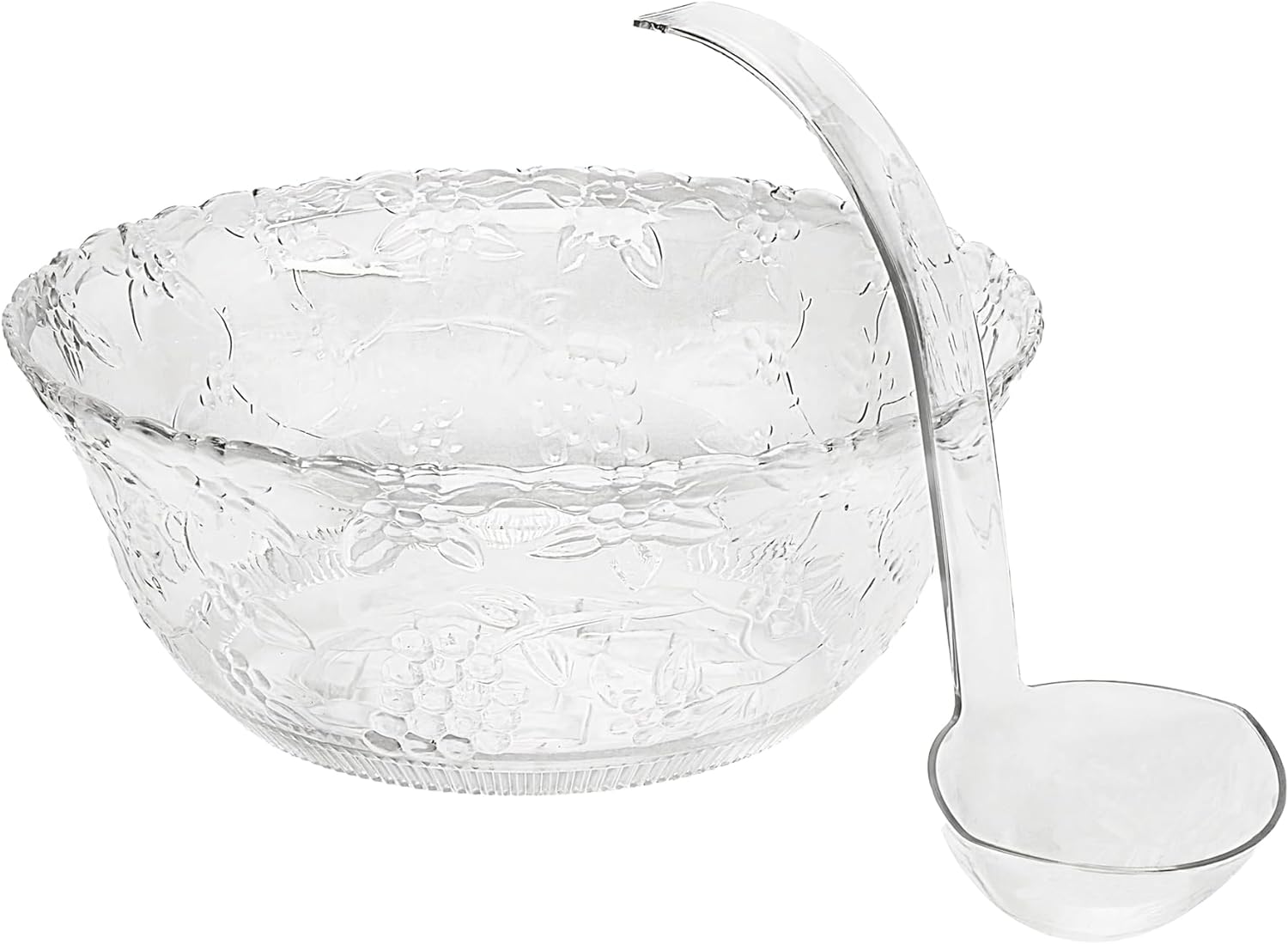 Heavyweight Plastic Punch Bowl With Ladle 8 Quart Clear 2 Gallon