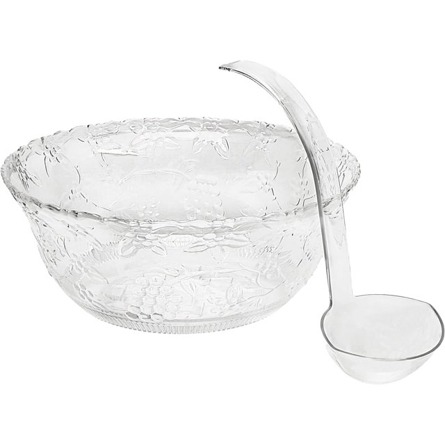 Heavyweight Plastic Punch Bowl With Ladle 8 Quart Clear 2 Gallon