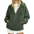 thumbnail image 1 of Heavyweight Plus Size Jacket for Men and Women Windproof Outdoor Hiking Coat with Hood Durable Workwear Fashionable Loose Fit all Season Casual Wear,Army Green,L, 1 of 4