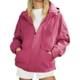 thumbnail image 1 of Heavyweight Plus Size Jacket for Men and Women Windproof Outdoor Hiking Coat with Hood Durable Workwear Fashionable Loose Fit all Season Casual Wear,Hot Pink,XXXL, 1 of 4