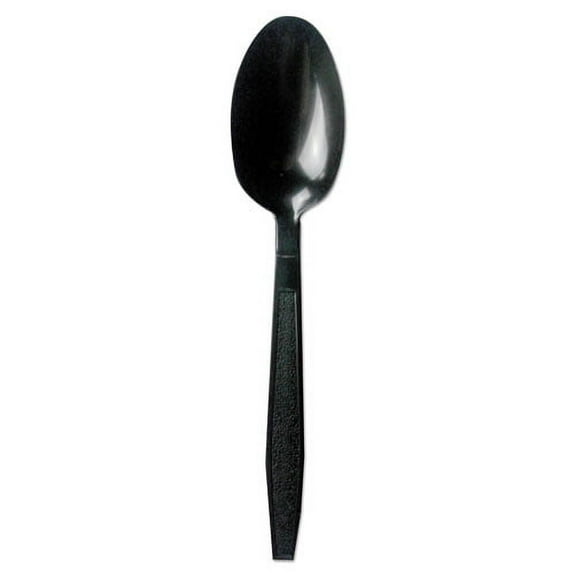 Heavyweight Polypropylene Cutlery, Teaspoon, Black, 1000/carton | Bundle of 2 Cartons