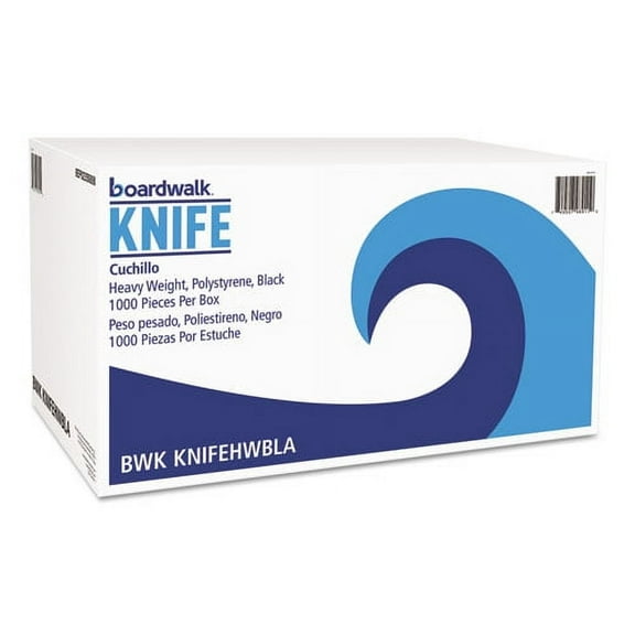 Heavyweight Polystyrene Cutlery, Knife, Black, 1000/carton | Bundle of 2 Cartons
