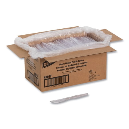 Dixie Heavyweight Polystyrene Cutlery Knives Clear 1000/Carton KH017