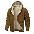 thumbnail image 1 of Heavyweight Sherpa Hoodies for Men, Thick Fleece Lined Full Zip Up Winter Warm Sweatshirts Work Jackets Men's Warm Solid Color Thick Zipper Pocket Drawstring Long Sleeved Hooded Casual Jacket, 1 of 4