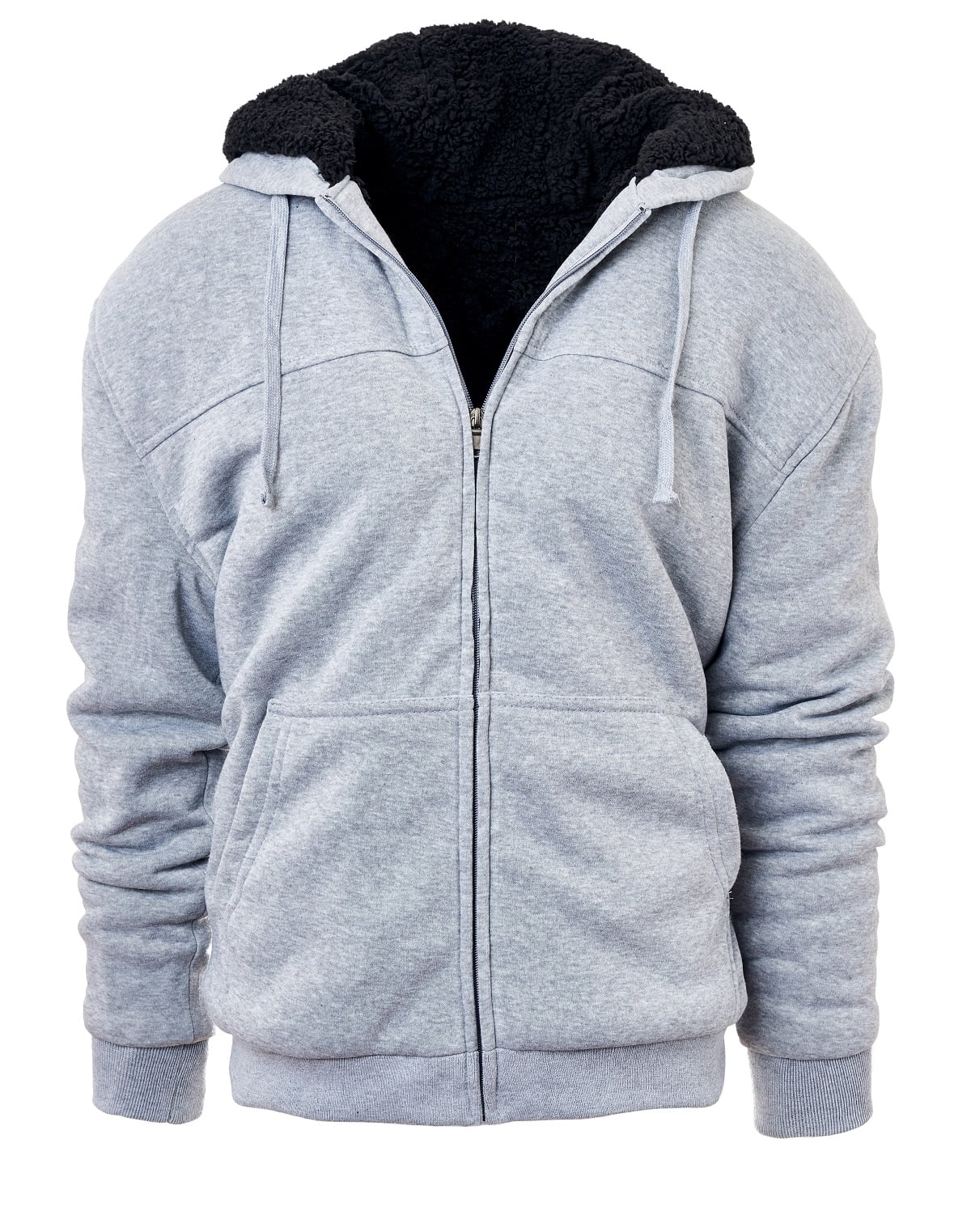 Heavyweight Sherpa Lined Full Zip Men s Fleece Hoodie Brown L