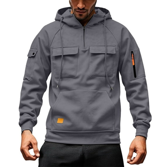 Heavyweight Solid Color Men's Hoodie Warm Casual Zip Up Sweatshirt Comfortable Stylish Outdoor Winter Wear Oversized Pullover Long Sleeve Crewneck Casual Tops