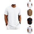 thumbnail image 1 of Heavyweight T Shirts for Men Summer Short Sleeve Crewneck Textured Loose Casual T-Shirts Stretch Solid Basic Tee Shirt, 1 of 8