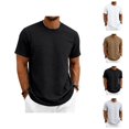 thumbnail image 1 of Heavyweight T Shirts for Men Summer Short Sleeve Crewneck Textured Loose Casual T-Shirts Stretch Solid Basic Tee Shirt, 1 of 8