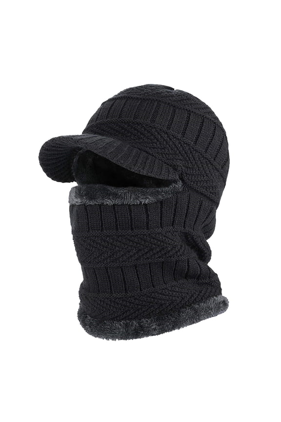 Heavyweight Warm Ear Protection Trapper Hat, Wind Blocking Integrated Neck Gaiter Thermal Beanie for Men Driving Skiing Snowboarding