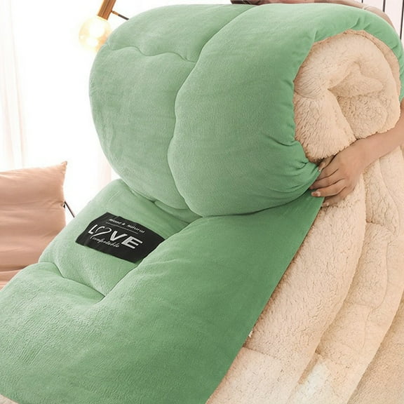 Heavyweight Winter Comforter with Milk Fleece Fabric, Soft and Breathable, 200x150cm, Gray Blue Green Pink Options