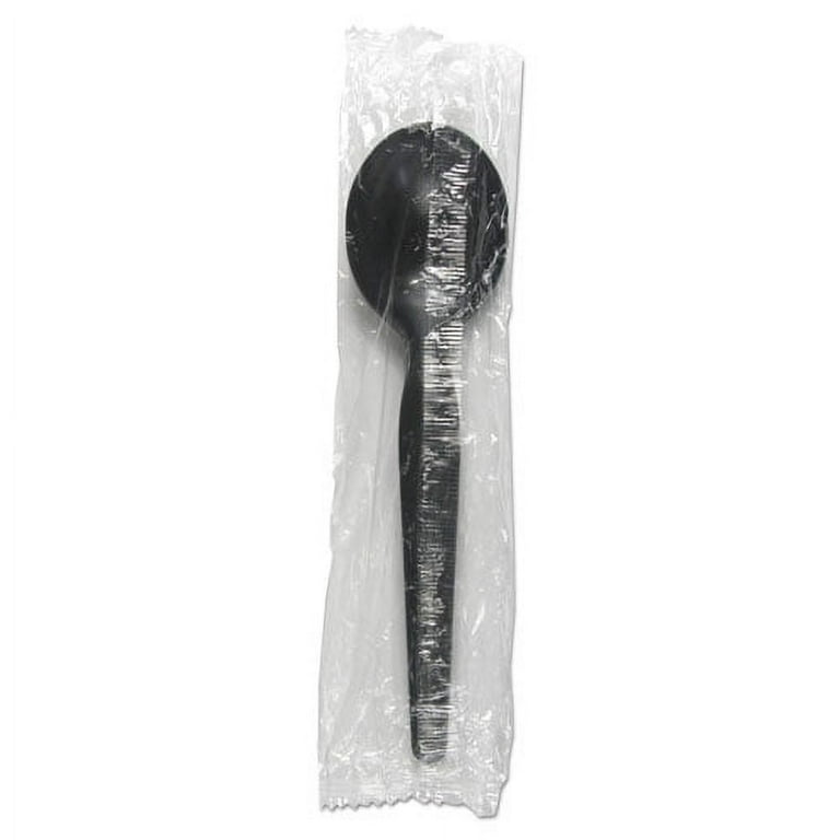 Heavyweight Wrapped Polystyrene Cutlery, Soup Spoon, Black, 1,000/Carton Heavyweight Wrapped Polystyrene Cutlery, Soup Spoon, Black, 1,000/Carton