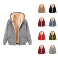 thumbnail image 1 of Heavyweight Zip Up Hoodie for Women 2026 Fashion Winter Long Sleeve Plain Hooded Sweatshirt with Pockets Jacket Coat, 1 of 4