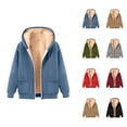 thumbnail image 1 of Heavyweight Zip Up Hoodie for Women 2026 Winter Warm Casual Solid Color Hooded Sweatshirt with Pockets Jacket Outerwear, 1 of 4