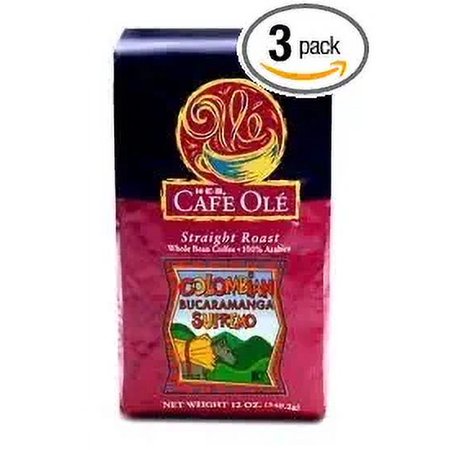 Heb Cafe Ole Whole Bean Coffee 12Oz Bag (Pack Of 3) (Colombia Bucaramanga Supremo Medium Dark Roast (Full City))