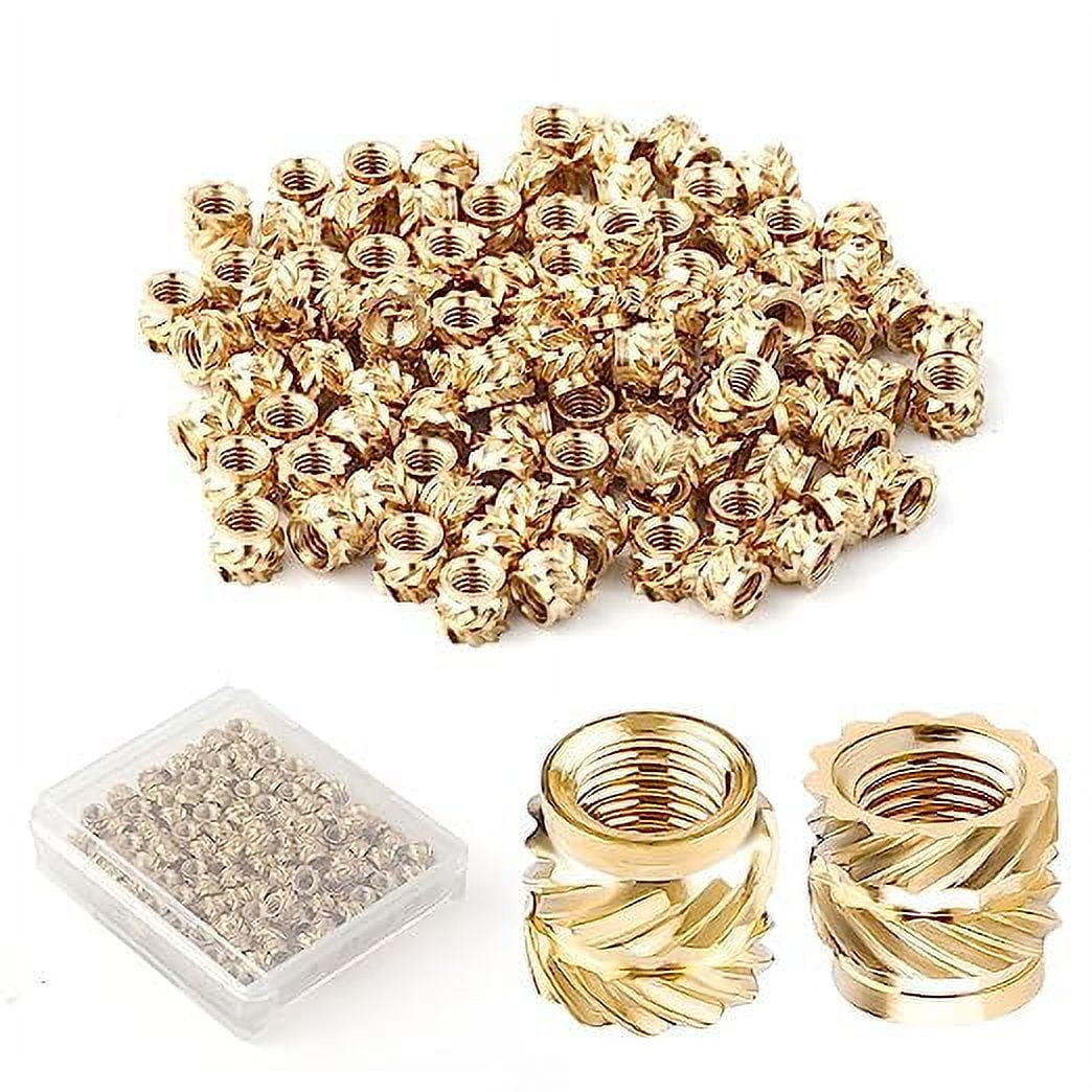 Hebalg 100pcs 3D Printing Brass Nuts, M3x4x5mm M3 Threaded Insert Knurled Brass Nuts Female Thread Knurled Heat Embedment Nut for 3D Printing Parts Loptop Automotive Plastic Shell