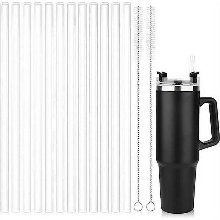 HÅLM Halm Glass Straws – 6X 12 inch Long Replacement Straw for Stanley Cup 40 oz & 30 oz Plastic-Free Cleaning Brush - Reusable Drinking Straw