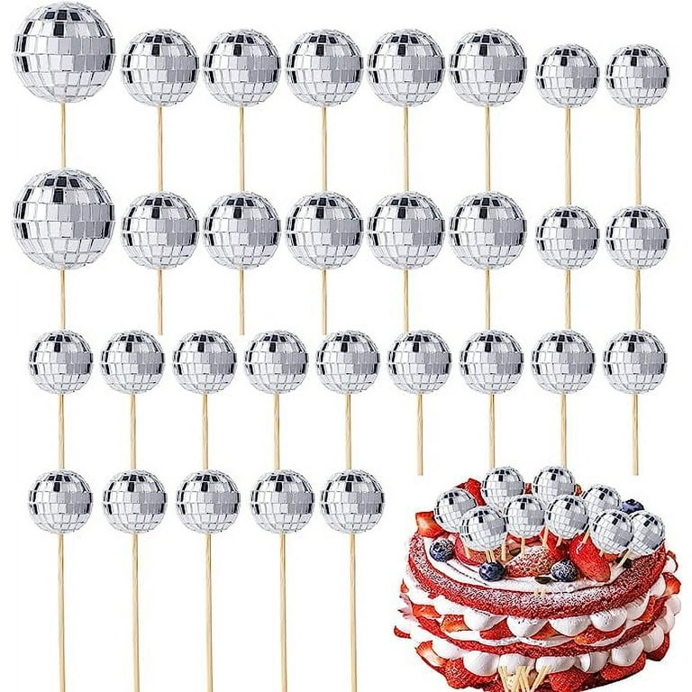 Hebalg 30 Pieces Disco Ball Cupcake Toppers Mini Disco Ball Picks Disco  Theme Cake Toppers for Cake Decorations Cupcake Decor Dessert Accessories 