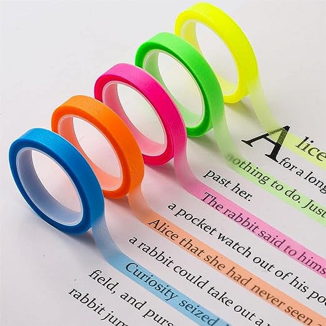 Hebalg 5 Rolls Highlighter Tapes, 0.23inch x 16.4ft Colored Transparent