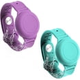 thumbnail image 1 of Hebalg2pcs Kids Wristband for AirTag, Waterproof Silicone AirTag Holder Wristband for Kids Toddler Elder Adjustable Watch Band Kids Anti Lost AirTag Case Holder for Hiding GPS Tracker (Purple, Green), 1 of 7