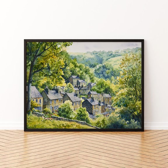 Hebden Bridge England Hebden Bridge Travel Yorkshire Town Canal Uk Accent Wall Art Unframed Paper Print