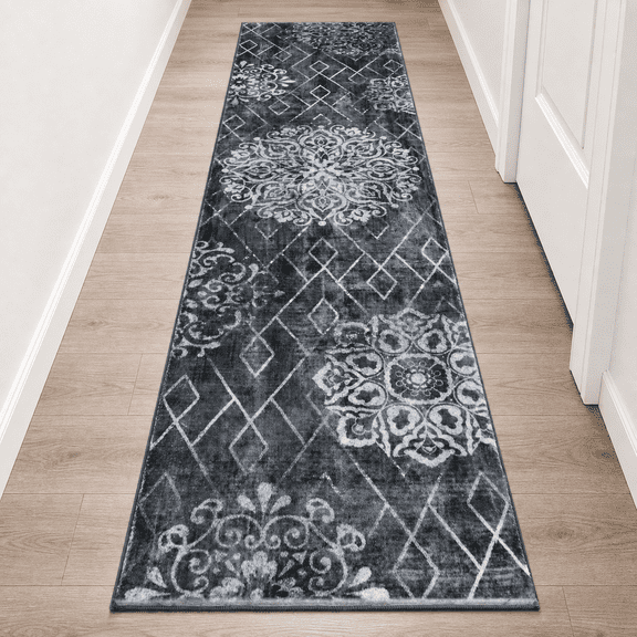 Hebe Hallway Runner Rug 2'x8' Washable Vintdistressed Area Rugs Non Slip Laundry Boho Floor Carpet Runners For Hallways Entryway Room Kitchen Bathroom