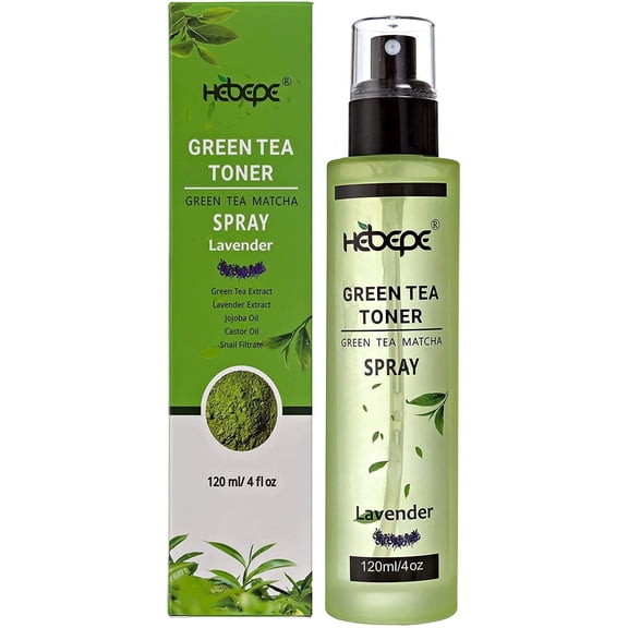 Hebepe Green Tea Matcha Facial Toner Mist with Lavender, Alcohol-Free, Refreshing, and Soothing Face Toner, with Jojoba Oil, Castor Oil, 120ml