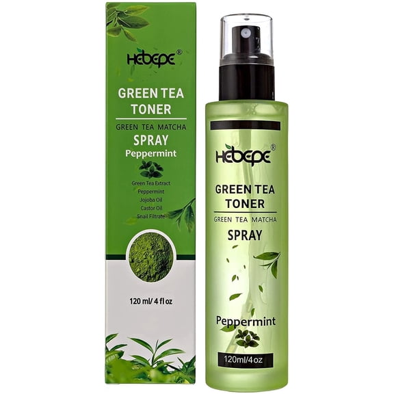 Hebepe Green Tea Matcha Facial Toner Mist with Peppermint, Jojoba Oil, Castor Oil & Snail Filtrate, 120 mL