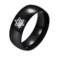 thumbnail image 1 of Hebrew Chai Star of David Polished Finger Ring for Women Men Inspirational Judaism Symbol of Life Jewish Pride Band Judaica Blessings Amulet Ring for Him Her, Size 7, 1 of 7