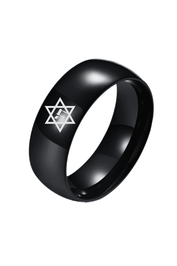 Hebrew Chai Star of David Polished Finger Ring for Women Men Inspirational Judaism Symbol of Life Jewish Pride Band Judaica Blessings Amulet Ring for Him Her, Size 8