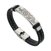 Hebrew Jewelry Bible Verse Engraved Lines Silicone Bracelet Bangle for Men Women, Biblical Hebrews Scriptures Prayer Wristband Judaism Gifts for Jews Israel, 8.26 Inches, Silver