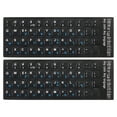 thumbnail image 1 of Hebrew Keyboard Stickers PC Keyboard Stickers Black Background with Blue Lettering 2Pcs, 1 of 3