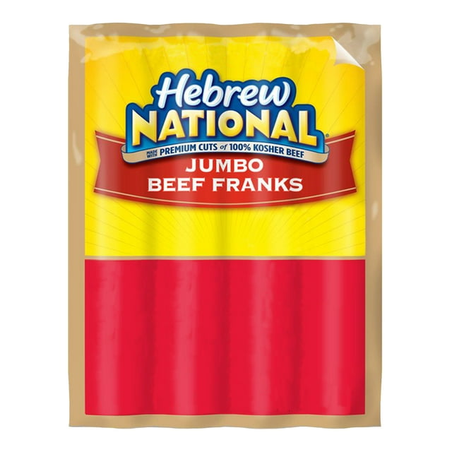 Hebrew National Kosher Jumbo Beef Franks Hot Dogs, 12 oz, 4 Ct Pack