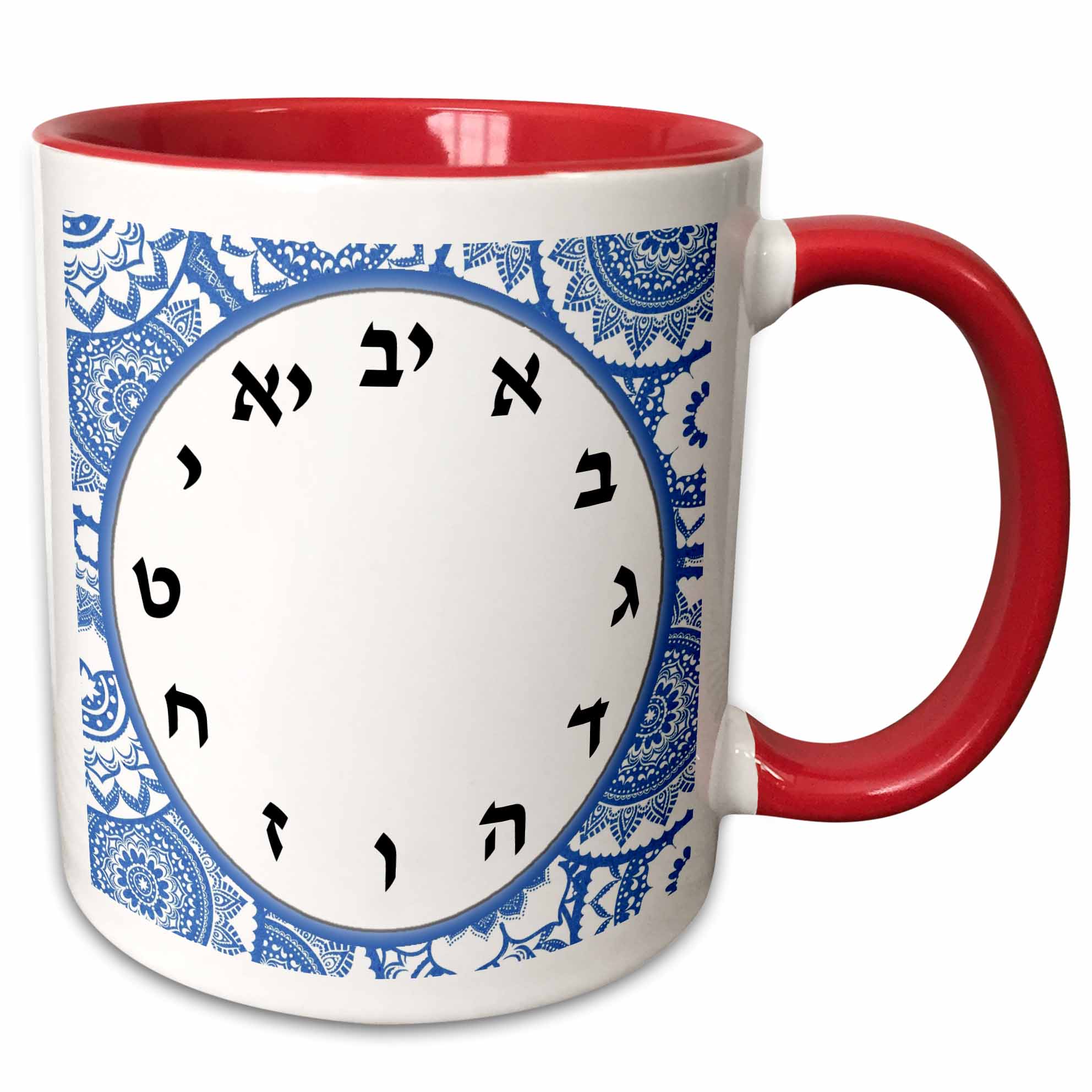 3drose, Hebrew Numbers Clock Face - Aleph Bet Numerals - Blue and White ...