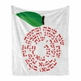 thumbnail image 1 of Hebrew Soft Flannel Fleece Throw Blanket, Shana Tova Graphic of Apple with Wishes on Plain Backdrop, Cozy Plush for Indoor and Outdoor Use, 50" x 60", Vermilion Green, by Ambesonne, 1 of 6
