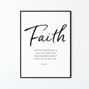 Hebrews 11:1 Faith Scripture Quote Minimal Christian Wall Art Unframed Paper Print