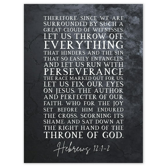 Hebrews 12:1-2 Let Us Fix Our Eyes on Jesus Christian Bible Verse Quote Scripture Typography Unframed Wall Art Print Poster Home Decor Premium