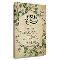 Hebrews 13 8 Bible Verse Wall Art Jesus Christ Quote Poster Leaves Canvas Print Painting For Living Room Unframed 12x18 in