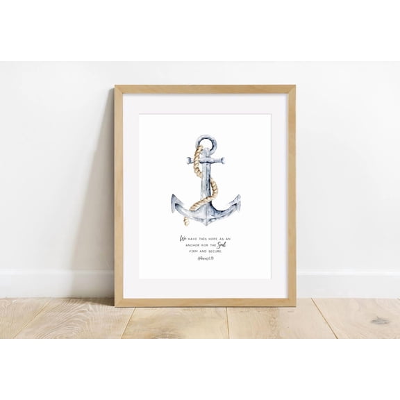 Hebrews Six Nineteen Anchor Print, Unframed Paper Poster 8x10in