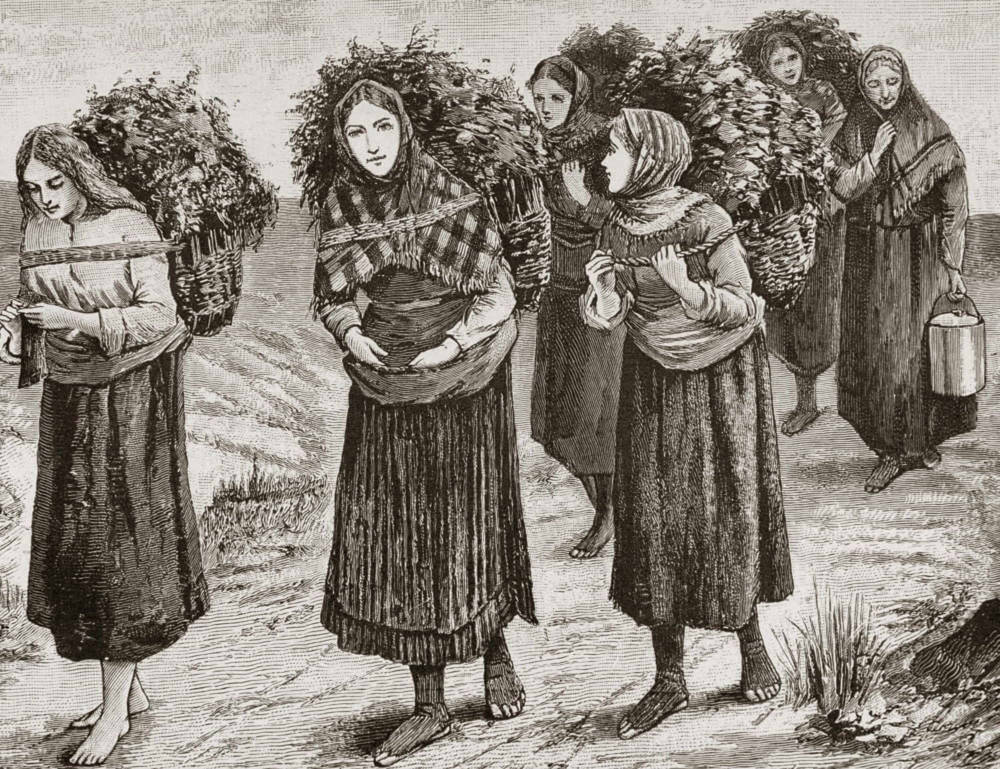 The Hebrides Scotland Circa 1880 Return From The Shieling Or Hut Used By People Looking After Animals High In The Hills Canvas Art - Ken Welsh Design Pics (16 x 12)