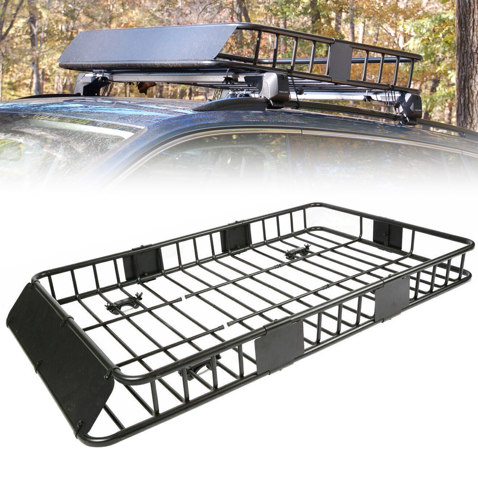 Hecasa 64" Steel Expandable Roof Rack Cargo 250Lbs, Car Top Luggage Storage Holder,Roof Rack Cargo Carrier Basket