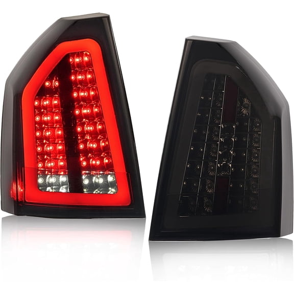 Hecasa Brake Light Compatible with 2008-2010 Chrysler 300c Tail Rear Brake Light Lamp Wled Tube Leftright Side Smoke Lens Chrome Housing 2008-2010