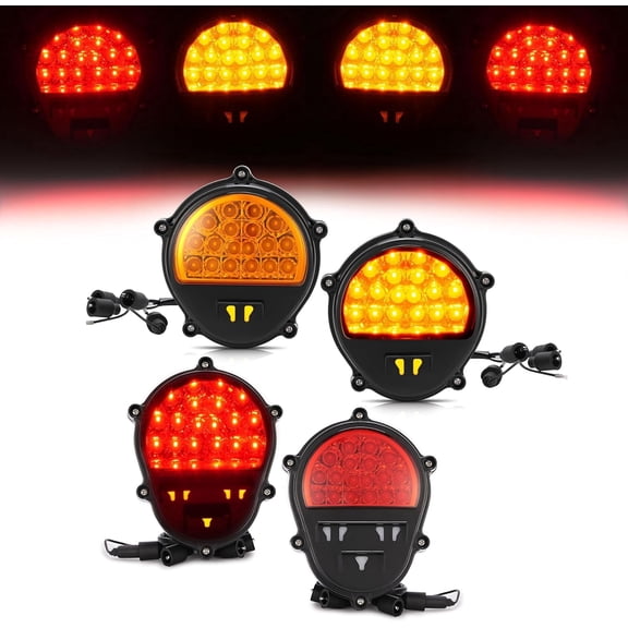 Hecasa LED Pair Brake Light & Turn Signal Light [5W 12V] Compatible with Humvee M35 M998 Replacement for 12422957 12422958 Red Lens Rear Tail Lamp & Y