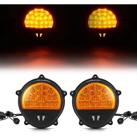 Hecasa LED Pair Turn Signal Light Compatible with Humvee M35 M998 Replacement for 12422957 Turn Signal Lamp Yellow Lens Black Shell Driver&Passenger S