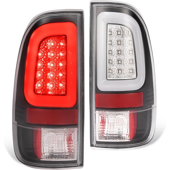 Hecasa Tail Light Pair Compatible with 2008-2016 Ford F-250 F-350 F-450 F-550 Super Duty Rear Lamp L&R W/LED Tube Bar W/O Bulbs (Clear Lens+Chrome Hous