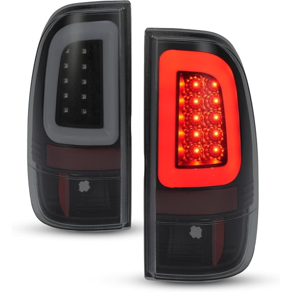 Hecasa Tail Light Pair Compatible with 2008-2016 Ford F-250 F-350 F-450 F-550 Super Duty Rear Lamp L&R W/LED Tube Bar W/O Halogens Bulbs (Smoke Lens+Bl