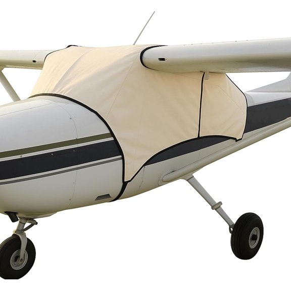 Hecasa Airplane Cabin and Windshield Cover Compatible with Cessna 150 152 with Rear Window Full Cabin Fly-Away Cover Canvas White